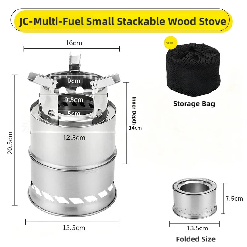Ultralight Stainless Steel Folding Wood Stove – Portable Camping Cooker