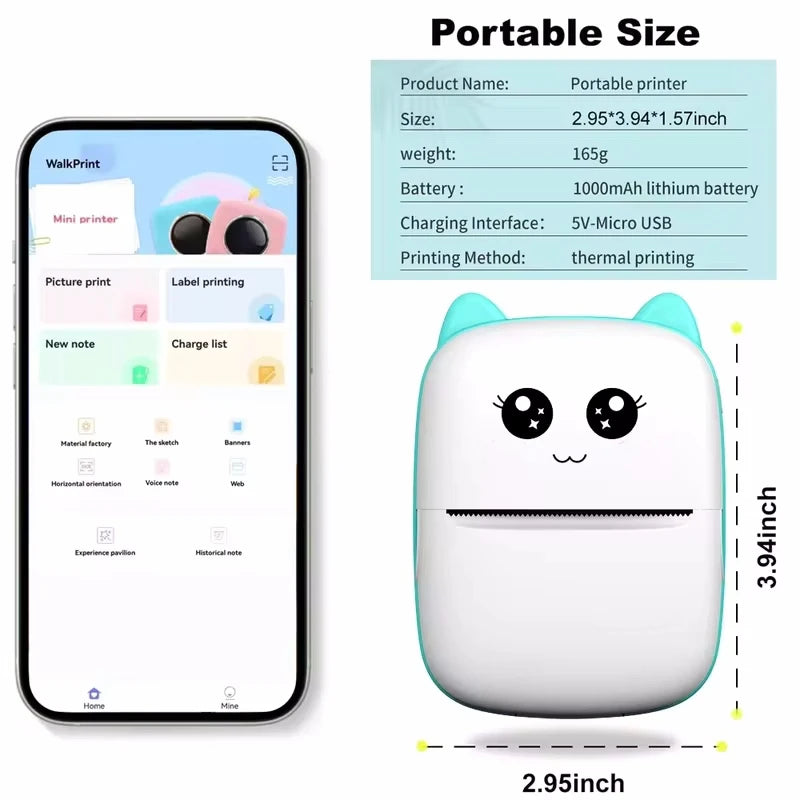 Mini Pocket Printer – Wireless Bluetooth Thermal Photo & Label Maker