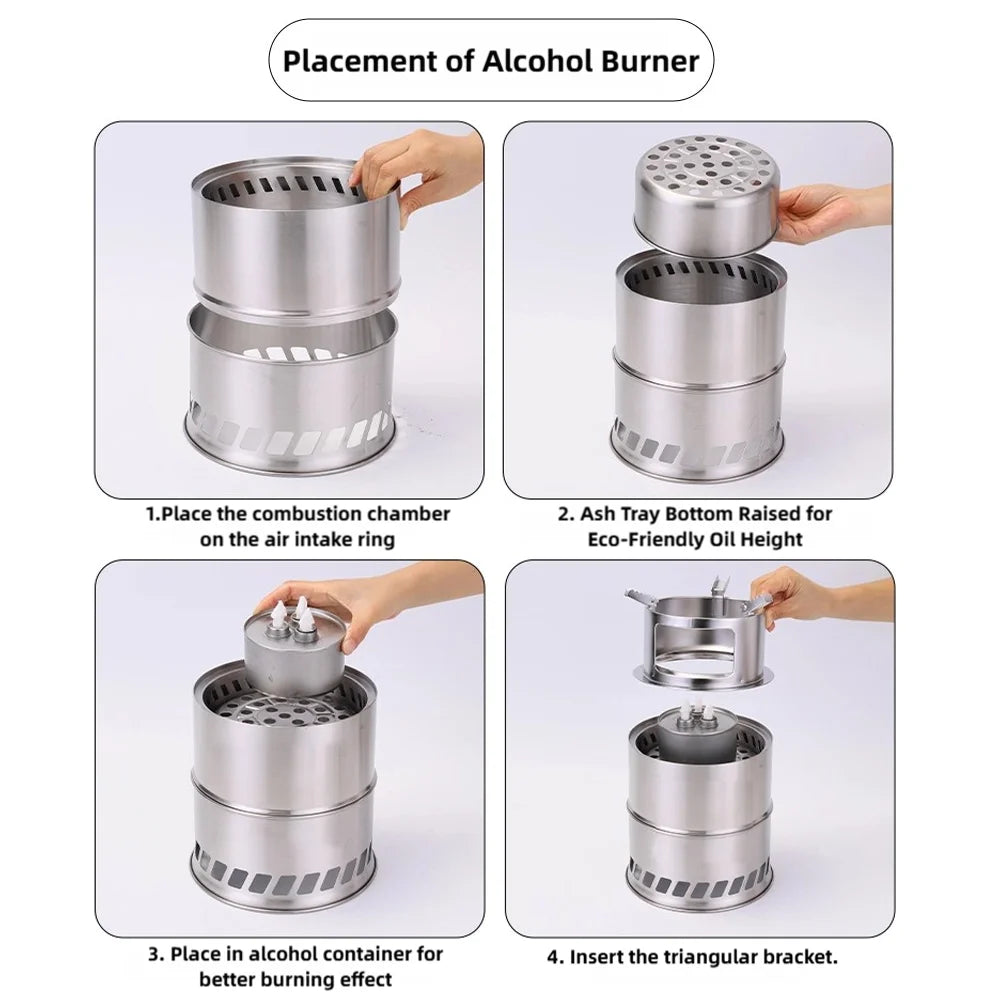 Ultralight Stainless Steel Folding Wood Stove – Portable Camping Cooker