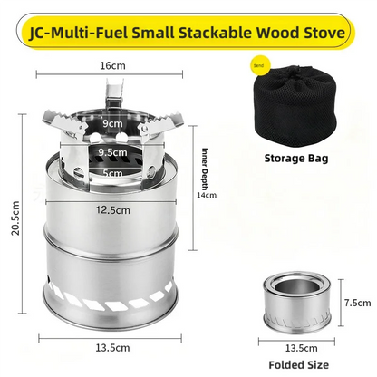Ultralight Stainless Steel Folding Wood Stove – Portable Camping Cooker