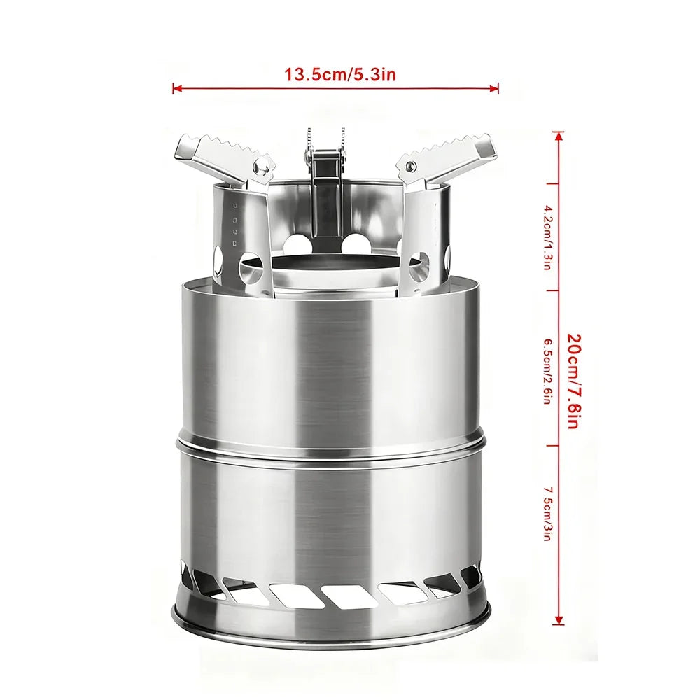 Ultralight Stainless Steel Folding Wood Stove – Portable Camping Cooker