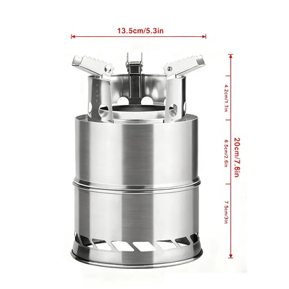 Ultralight Stainless Steel Folding Wood Stove – Portable Camping Cooker